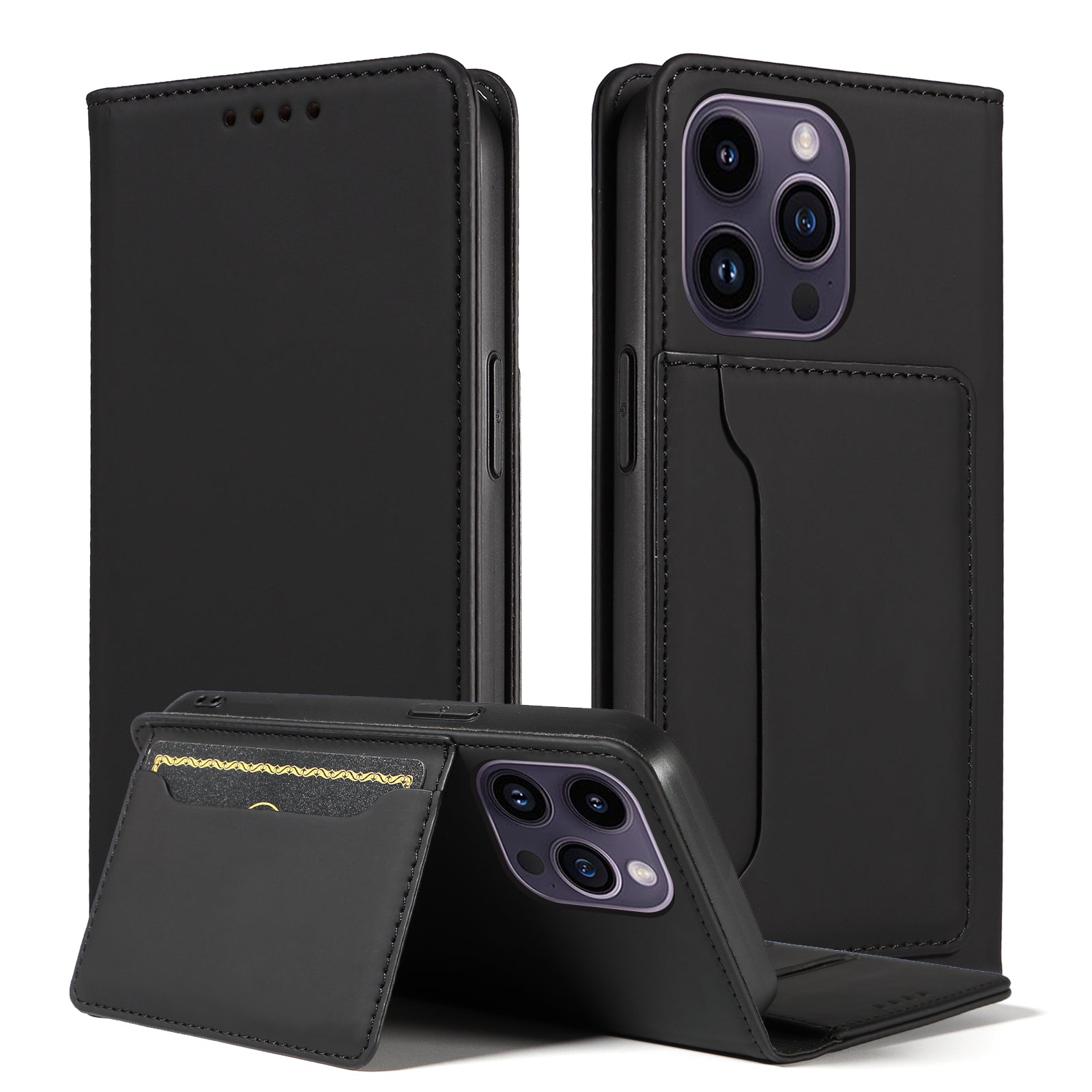 Magnetic Phone Case For iPhone 14 Pro Max Stand Wallet Skin-friendly Anti-fall PU Leather Cell Phone Cover Magnetic Phone Case For iPhone 14 Pro Max Stand Wallet Skin-friendly Anti-fall PU Leather Cell Phone Cover